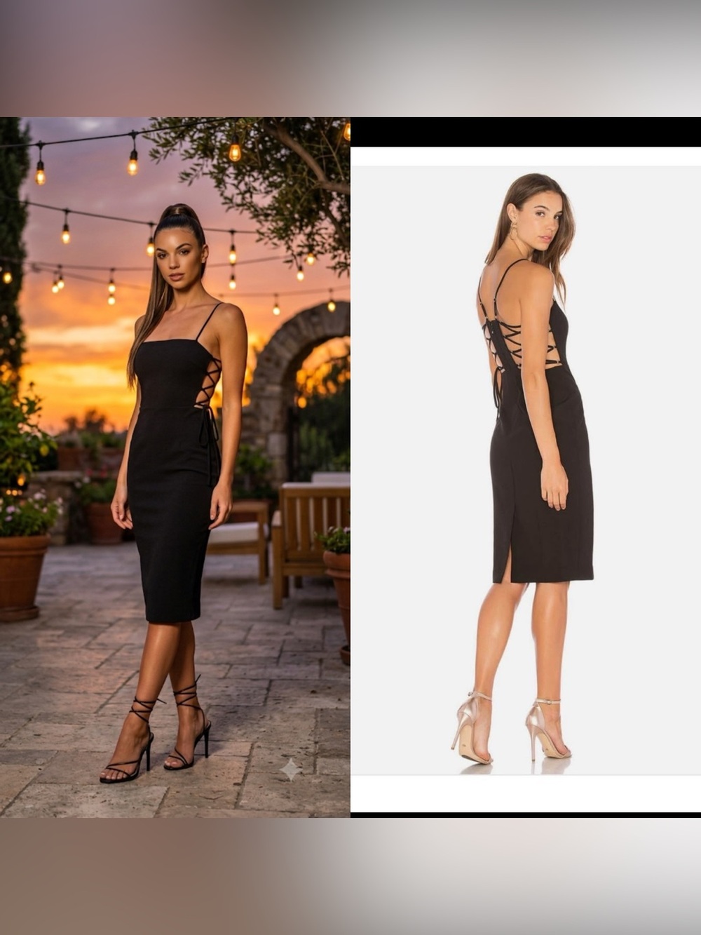 New BCBMaxazria Strappy Lace Up Back Midi Sexy Party Dress. Was $298 Black Small